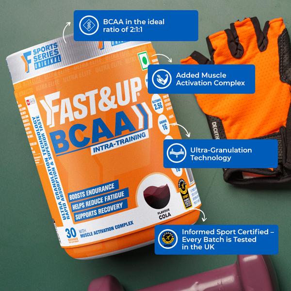 Fast&Up BCAA Powder  - Cola Flavour 450 gm - Bcaa Supplements