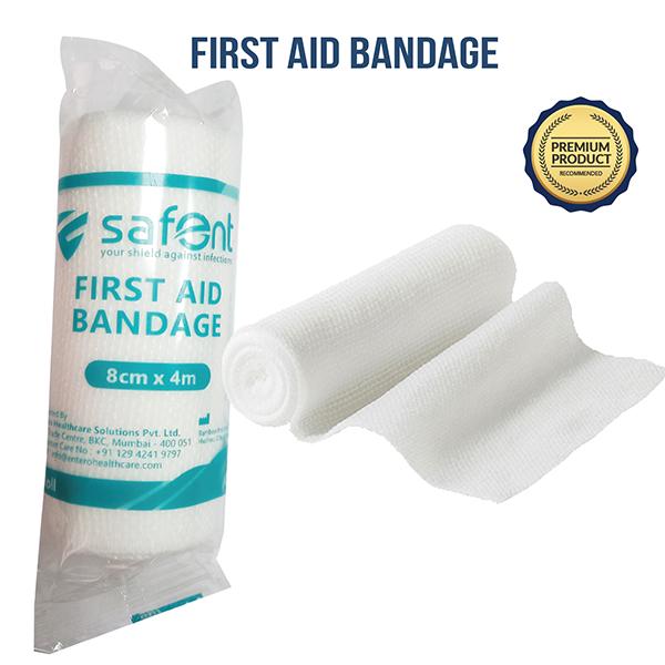 Safent First Aid Bandage (8cm X 4 m) - Bandages