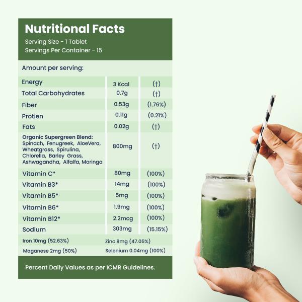 Wellbeing Nutrition Daily Greens Effervescent Tablet (Pack of 6 x 15's) - Herbal Dietary Supplement