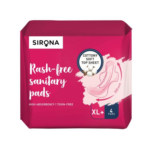 Netmeds | Sirona Cottony Soft Rash Free Sanitary Pads for Women (XL+) 4's