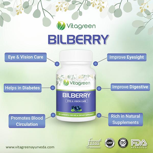 VitaGreen Bilberry Capsules 60's - Herbal Dietary Supplement