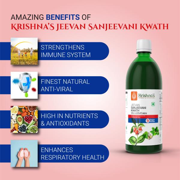 Krishna's Herbal & Ayurveda Jeevan Sanjeevani Kwath 1000 ml - Ayurvedic Juices