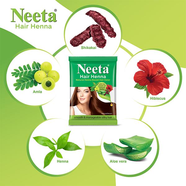 Neeta Hair Henna Hair Color - Natural Brown 125 gm - Henna