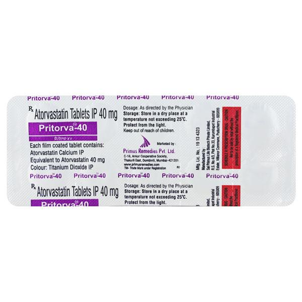 Pritorva 40mg Tablet 10'S - High Cholesterol-Dys