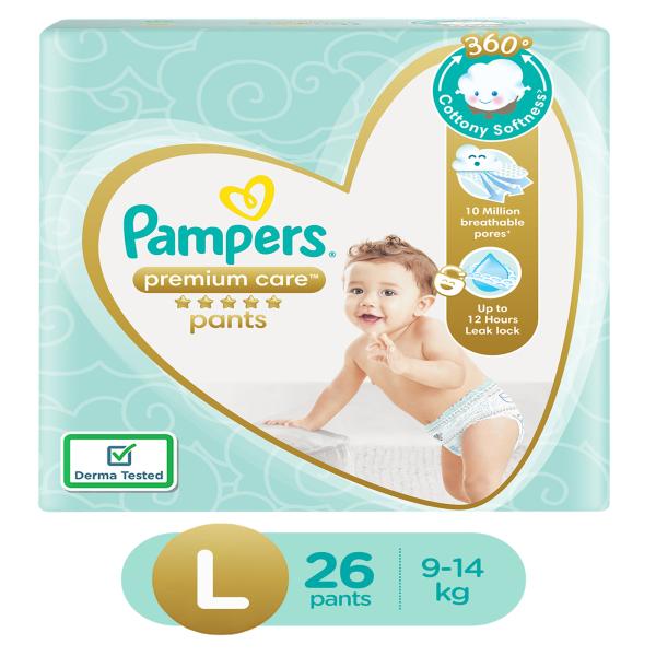 Pampers Premium Care Luxuriously Soft Diaper Pants (L) 26's