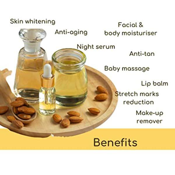 T&H Organics Sweet Almond Oil Cold Pressed Oil 200 ml - Creams, Lotions & Oils