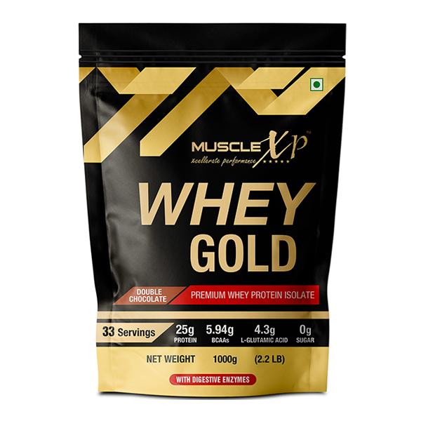 Netmeds | MuscleXP Whey Gold Powder - Double Chocolate Flavour 1000 gm
