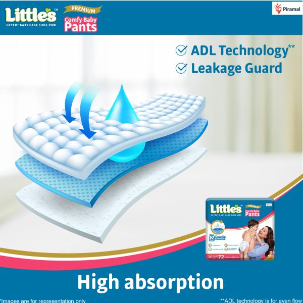 Little's Premium Comfy Cotton Soft Baby Pants (M) 72's - Diapers & Wipes