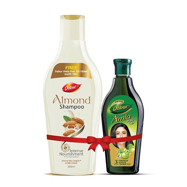 Netmeds | Dabur Almond Shampoo 200 ml (Free Dabur Amla Hair Oil 180 ml)