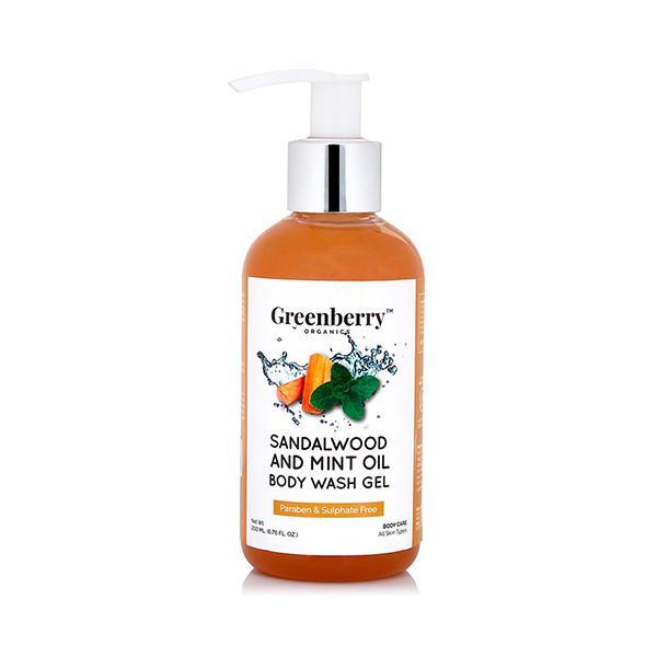 Greenberry Organics Body Wash Gel - Sandalwood & Mint Oil 200 ml - Shower Gels & Body Wash