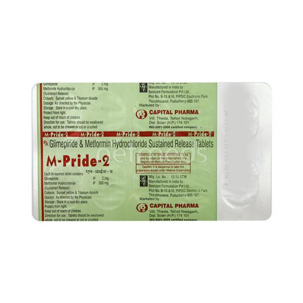 M Pride 2mg Tablet 10'S - Diabetes-Ant