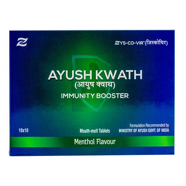 Zys-Co-Vir Ayush Kwath Immunity Booster Liquid 200 ml + Tablet (10 x 10's) Combo Pack - Menthol Flavour - Vitamin C