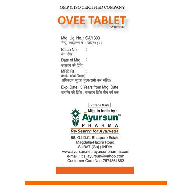 Ayursun Ovee Tablet (Pack of 5 x 30's) - Sexual Healthcare