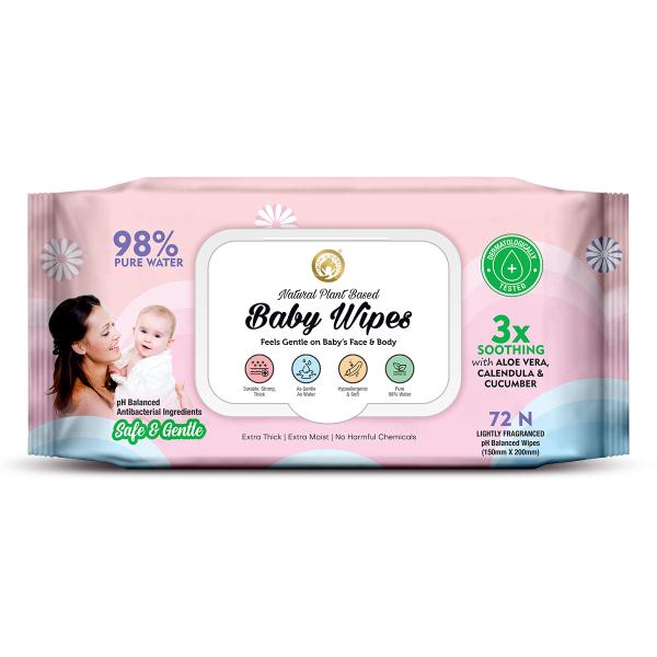 Mom & World Baby Wipes - Aloe vera Calendula & Cucumber 72's - Diapers & Wipes