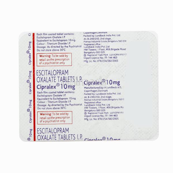 Cipralex 10mg Tablet 15'S - Depression-Ant