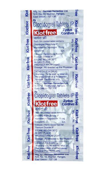 Klotfree 75mg Tablet 10'S - Blood Clot-Ant