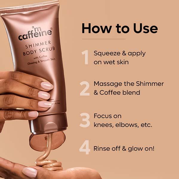 Mcaffeine Shimmer Body Scrub with Coffee for Smooth and Glowing Skin Limited Edition 150 gm - Scrubs & Exfoliants