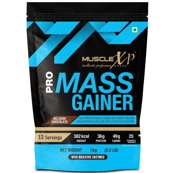 Netmeds | MuscleXP Pro Mass Gainer with Whey Protein Powder - Belgium Chocolate 1 kg