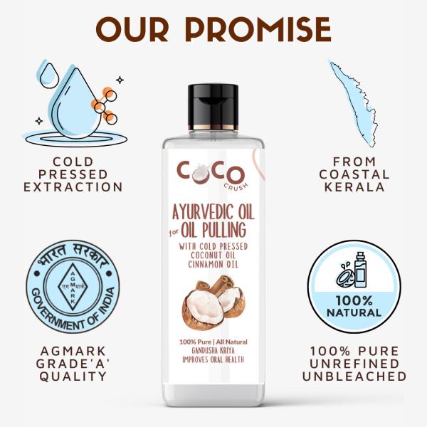 Coco Crush Ayurvedic Cold Pressed Oil Pulling Coconut Oil - Cinnamon 50 ml - Personal Care (Ayush)