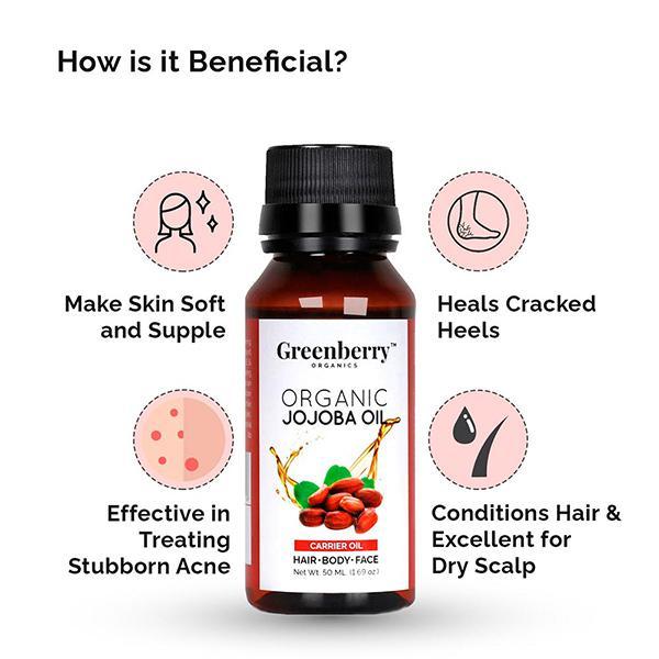 Greenberry Organics Organic Jojoba Oil 50 ml - Essential Oils