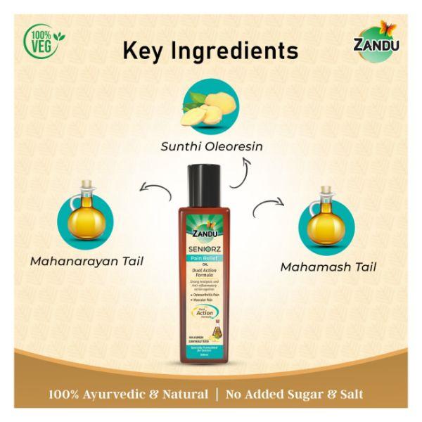 Zandu Seniorz Dual Action Pain Relief Oil 200 ml - Pain Relief (Ayush)
