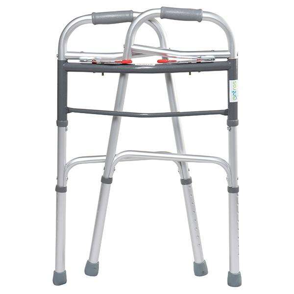 Entros Button Folding Walker - Silver (SC4001) - Wheelchairs & Walking Sticks