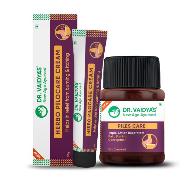 Dr.Vaidya's Piles Management Combo (Herbo Pilocare Cream 30gm & Piles Care Capsule 30's) 1's - Speciality Medicines