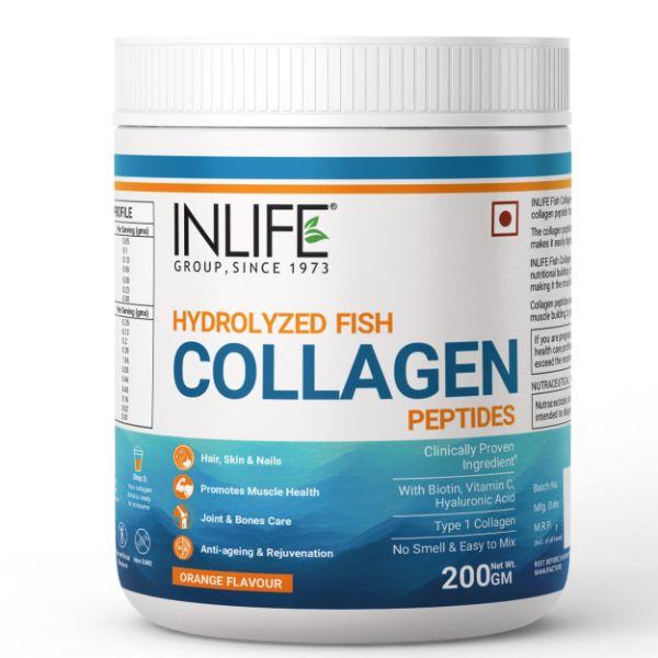 Netmeds | Inlife Hydrolyzed Fish Collagen Powder - Orange 200 g