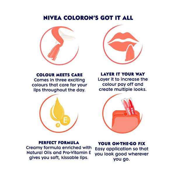 Nivea Coloron Lip Crayon - Coral Crush 3 gm - Lip Balms