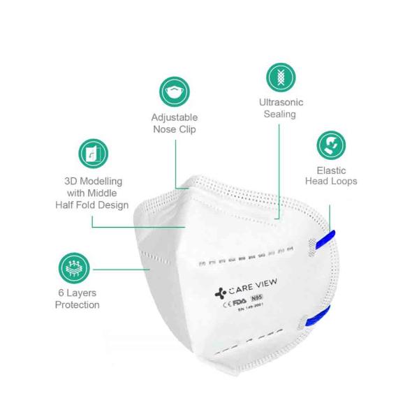 Care View N95 FFP2 Protective Face Mask - Head Loop 6's - Face Mask