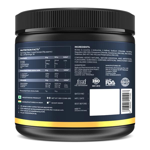 Nutrabay Gold BCAA Amino Acid Powder - Berry Blast Flavour 300 gm - Bcaa Supplements