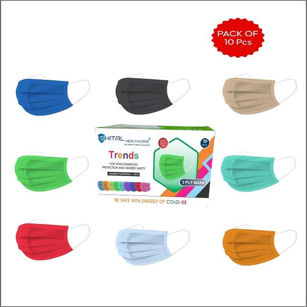 Netmeds | Status Surgical 3-Ply Face Mask with Nose Pin - Trends (Pack of 10)