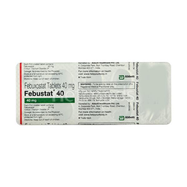 Febustat 40mg Tablet 10'S - Gout