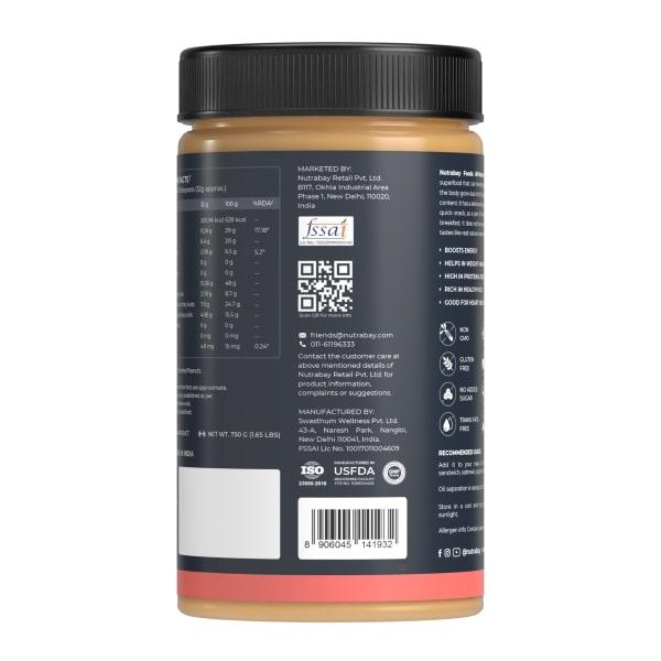 Nutrabay Foods All Natural Peanut Butter - Unsweetened, Creamy 750 gm - Nutritional Bars