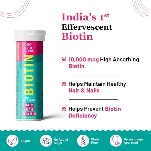 Chicnutrix Biotin With Selenium Effervescent Tablet - Lime & Lemon Flavour (Pack of 2 x 15's) - Hair & Skin