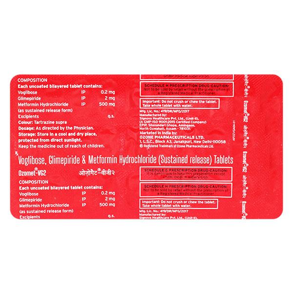 Ozomet VG 2mg Tablet 30'S - Diabetes-Ant