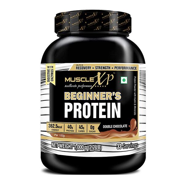 MuscleXP Beginner's Protein Powder - Double Chocolate Flavour 1 kg + Shaker 1's - Whey Proteins