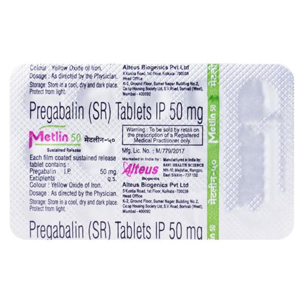 METLIN 50 SUSTAINED RELEASE Tablet 15's - Neuropathic Pain-Dru