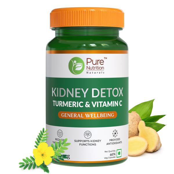 Netmeds | Pure Nutrition Kidney Detox Turmeric & Vitamin C 500 mg Veg Capsule 60's