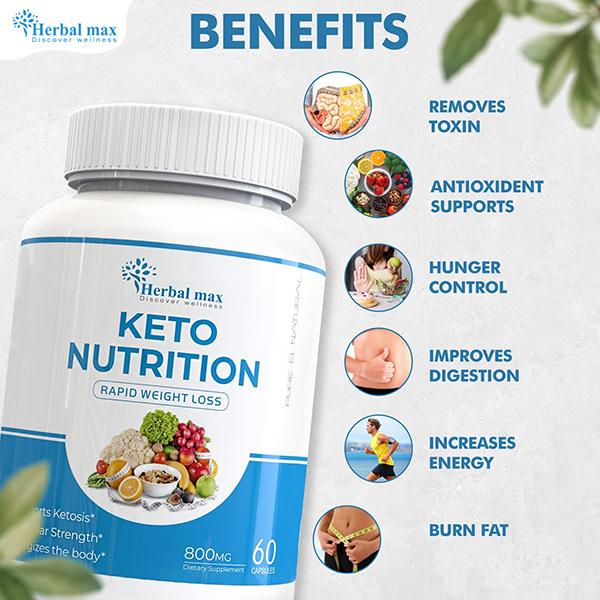 Herbal Max Keto Nutrition Dietary Supplement 800 mg Capsule 60's - Weight Loss