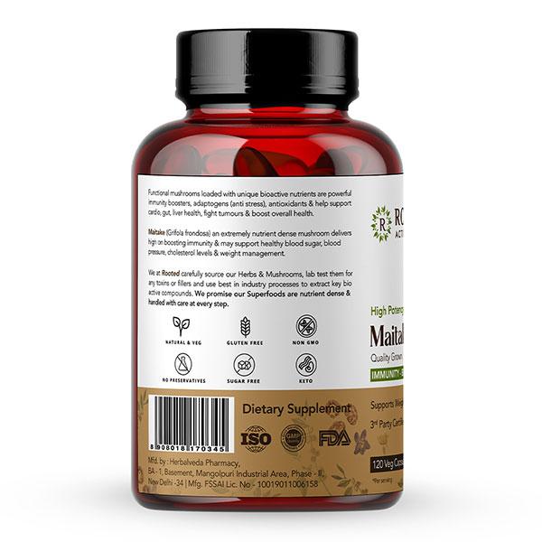 Rooted Active Naturals Maitake Mushroom Veg Capsule 120's - Pure Herbs