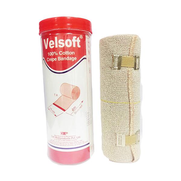 Netmeds | Velsoft Cotton Crepe Bandage (204150) (15 cm x 4 mtr) 1's