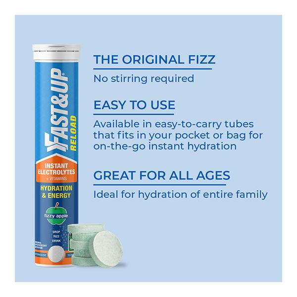 Fast&Up Reload Hydration & Energy Tablet - Fizzy Apple 20's - Multi-Vitamins