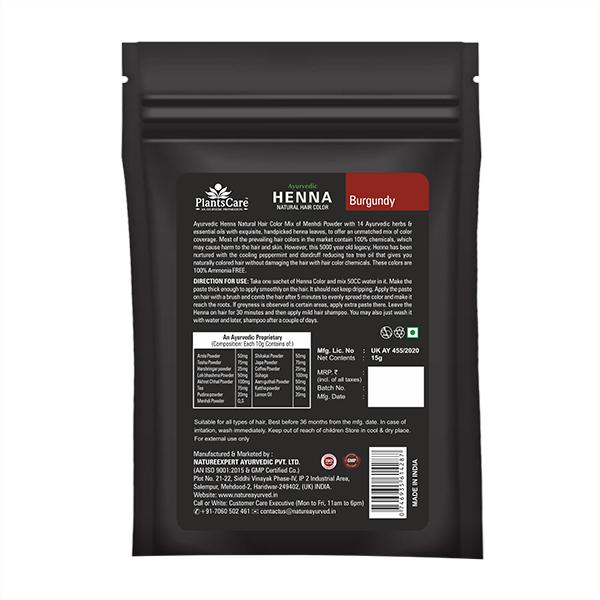 Plantscare Henna Natural Hair Colour - Burgundy 240 gm - Henna