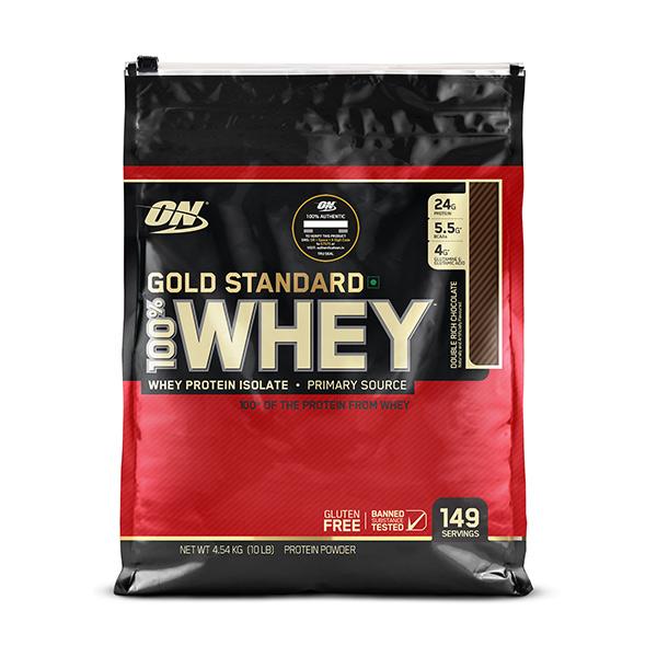 Optimum Nutrition (ON) 100% Whey Gold Standard Powder - Double Rich Chocolate 10 lb - Whey Proteins