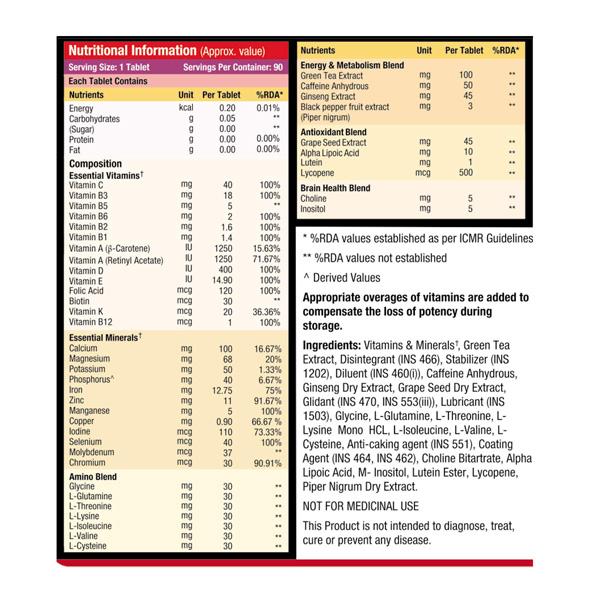 MuscleXP Men Sports Daily Vital Energy Tablet 90's - Workout Essentials