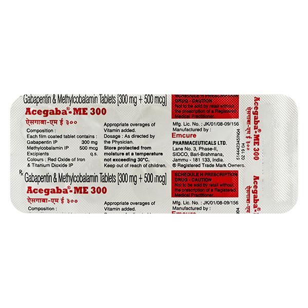 ACEGABA ME 300mg Tablet 10's - Neuropathic Pain-Dru