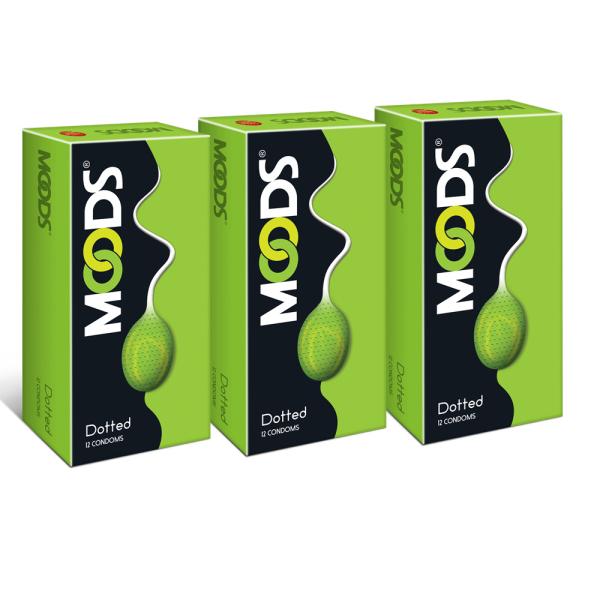 Moods Condoms - Dotted (Pack of 3 x 12's) - Plain/Flavoured Condoms