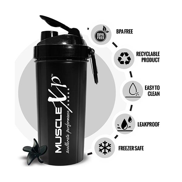 MuscleXP PRO XP Gym Shaker - Black 700 ml - Gym Accessories