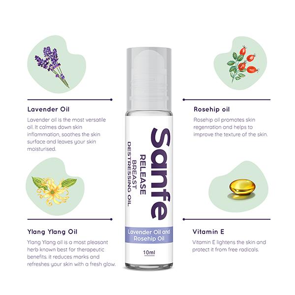 Sanfe Release Breast Destressing Oil - Lavender Oil & Rosehip Oil 10 ml - Breast Care Creams